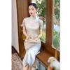 Round placket jacquard young girl's simple and elegant cheongsam spring and summer new fashion improved high-end Chinese cheongsam