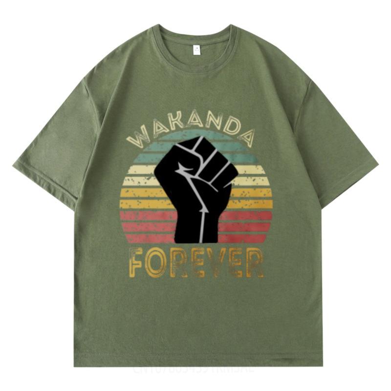 Solid Color Women Summer Tshirt Casual Wakanda Forever Fist Sunset Pattern Everyday Boys Top Tees Mens Tshirt Essential Tee