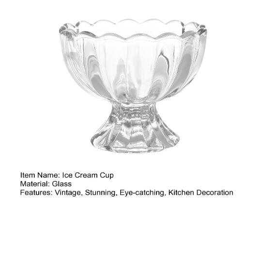 Yangyizhi Glas Dessertschale, Eiskristallbecher auf Fuß, Kleine Vintage-Parfait-Schale für Eisbecher, Obst, Pudding, Gewürze, Snacks, Servieren