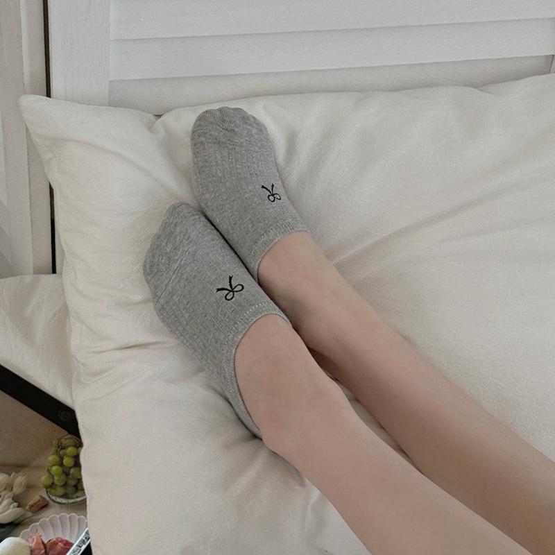 5/10 Pairs Women Fashion Invisible Sock Cute Bow Mesh No Show Socks Female Design Non Slip Breathable Low Cut Socks Slippers
