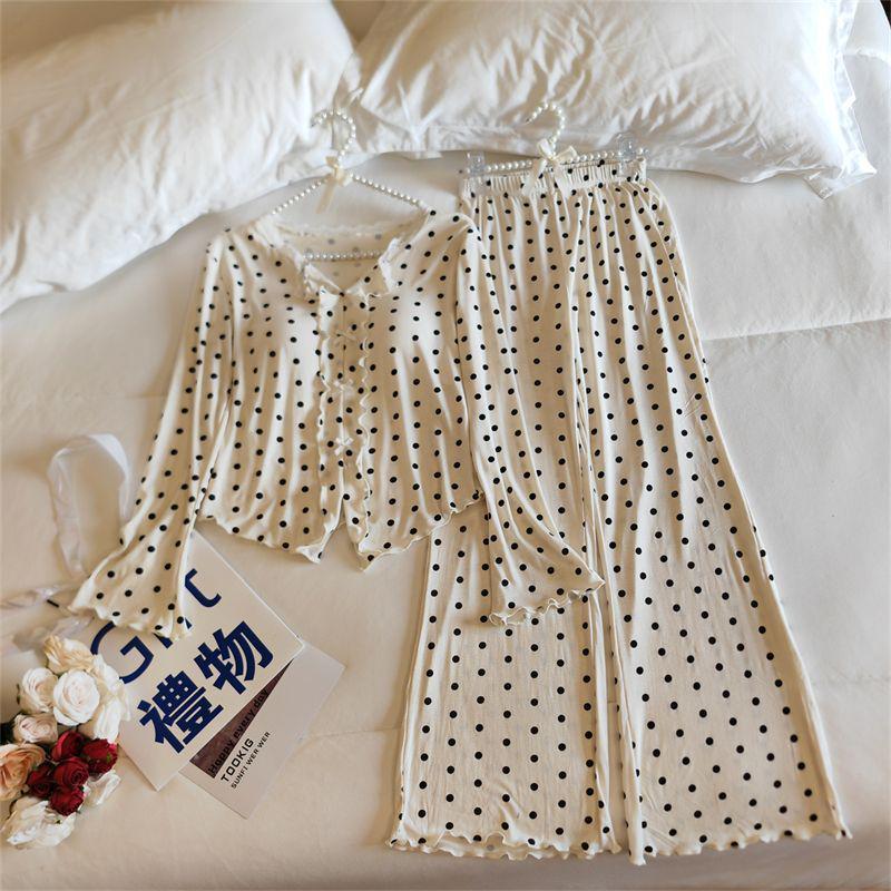 2025 Women's Modal Pajamas: Soft, Sexy Style with Chest Pads for Spring, Wearable Outdoors & Long Sleeves