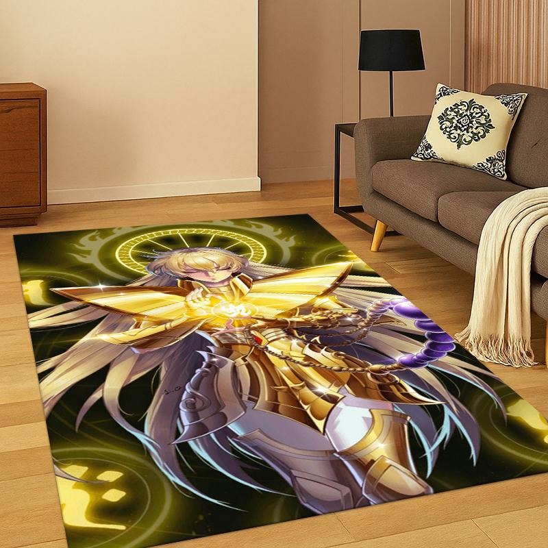 Cartoon Saint Seiya Anime Carpet Rug for Bedroom Living Room Sofa Playroom Doormat Home Decor,Kid Game Area Rug Non-slip gift