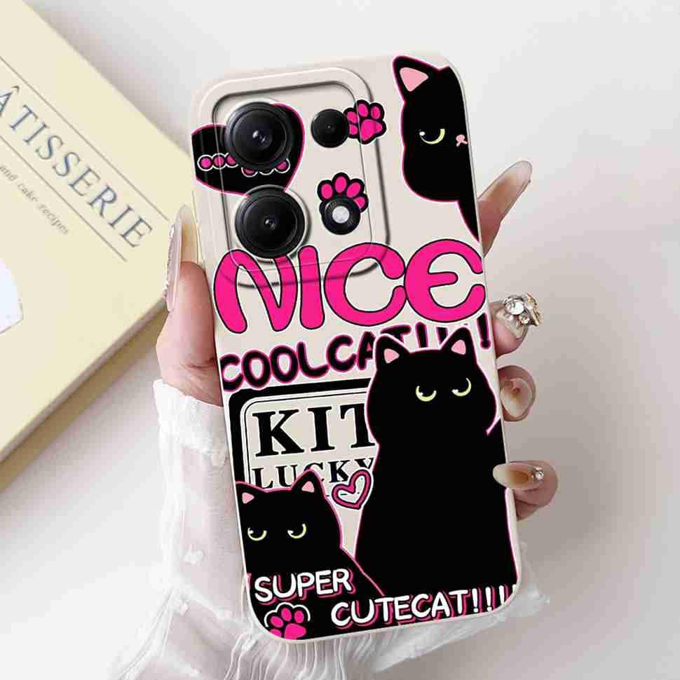 Simple Silicone Case For Redmi Note14S 4G Cute Panda Rabbit Shockproof Back Cover Note14 For Xiaomi Redmi Note 14 14S Cases