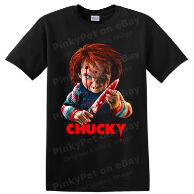 Chucky Horrorfilm T-Shirt Blutige Killerpuppe Slasher Halloween Grafik-T-Shirt