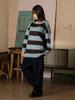 THE GREEN LAB Block Stripe Off-Shoulder Knit [Blue]