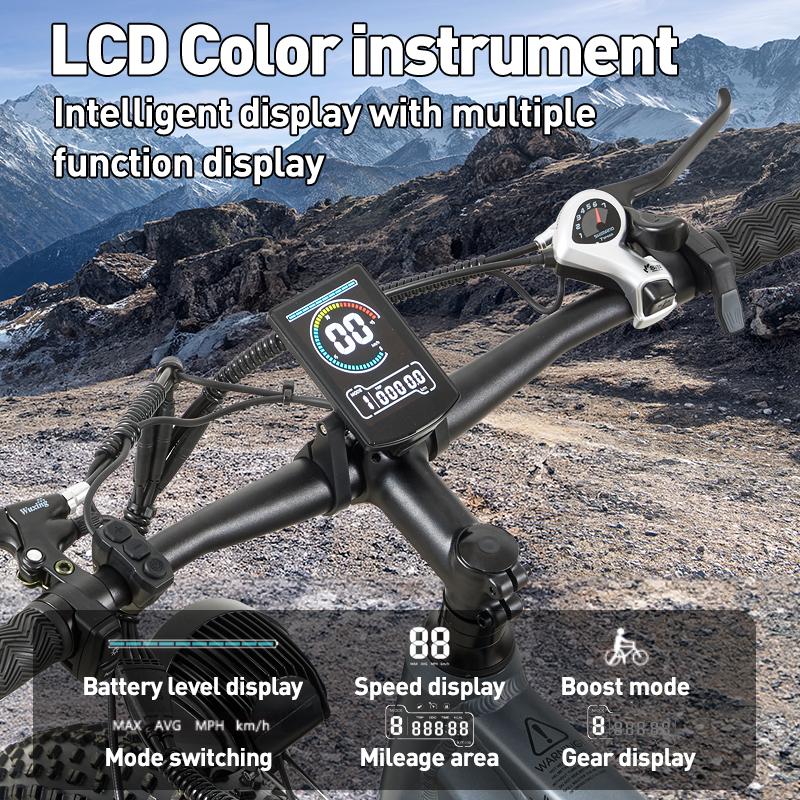 BURCHDA RX50 Elektrisches Mountainbike 1500W Motor 48V 20Ah Li-Ionen-Akku 26" Fat Tire Offroad-Abenteuerbike für Erwachsene