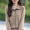 Women S Thick Knit Cardigan Solid Color Long Sleeve Button Closure Casual Sweater