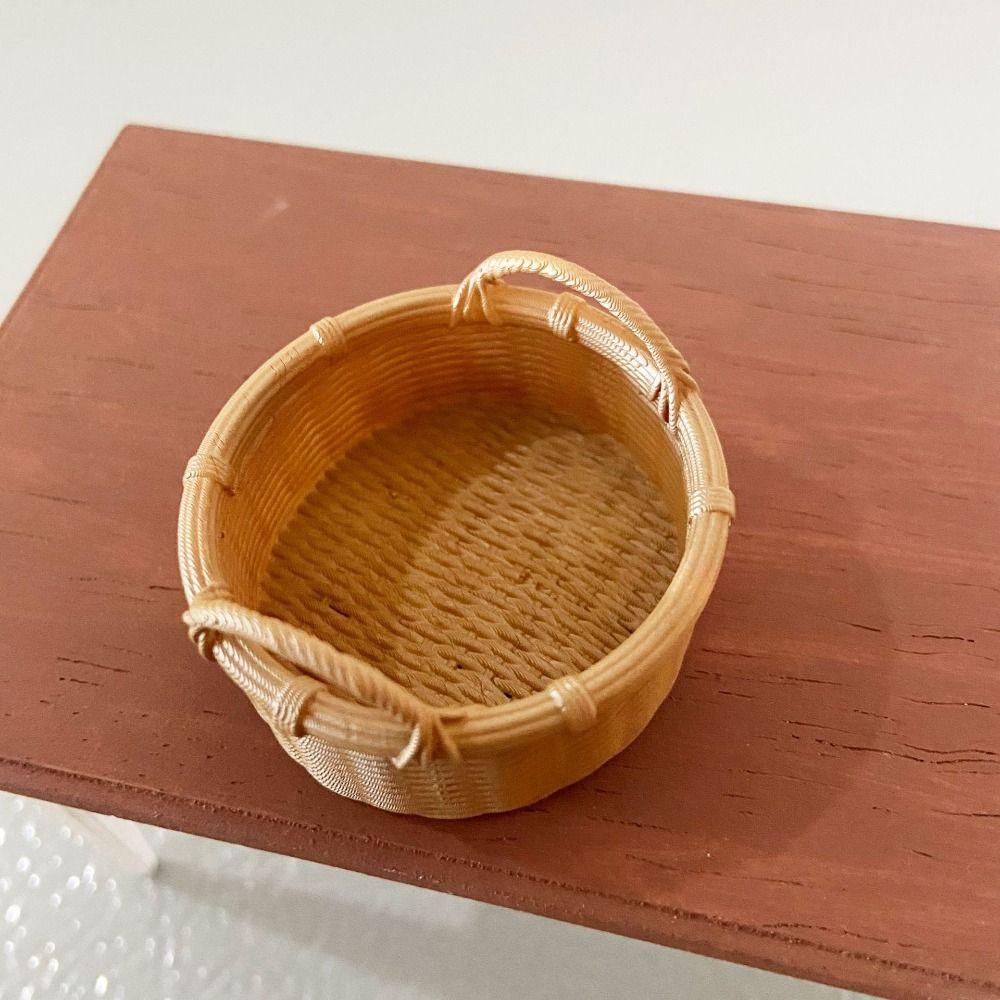 1/6 1/8 Scale Miniature Storage Basket Resin Dolls Basket with Handle Doll House