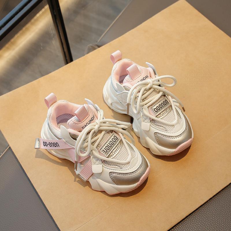 

Children s Sports Shoes 2026 Spring and Autumn New Girls Fashion Casual Wear-Resistant Student Mesh Breathable Running Shoes 26 бежевий