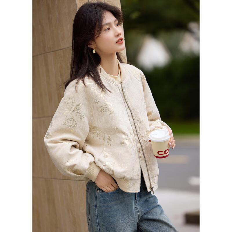 XWI Women's New Chinese Style Jacquard Baseball Jacket