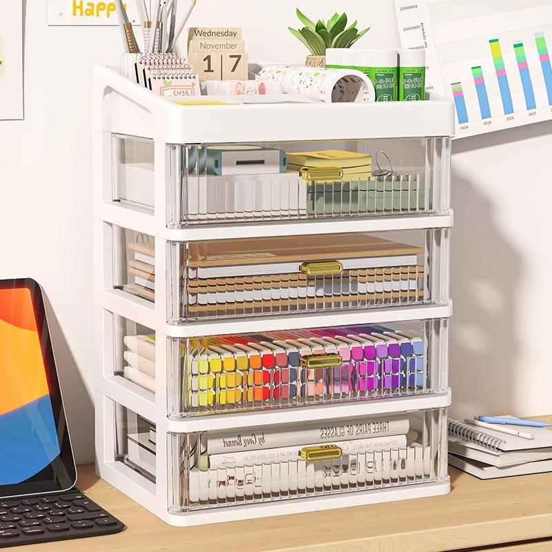 Desktop Jewelry Organizer Box Multi-Layer Storage for Office Stationery Pencils Student Supplies Bedroom Study Desk Organization