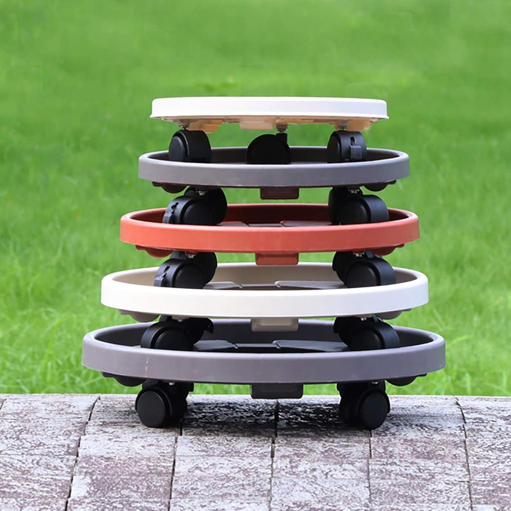 Plant Pallet Caddy with Wheels,Plant Stand Caddie Saucer Round Heavy Duty Flower Pot Rack Moving Plant Pot Saucer,Outdoor Planter Trolley Tray
