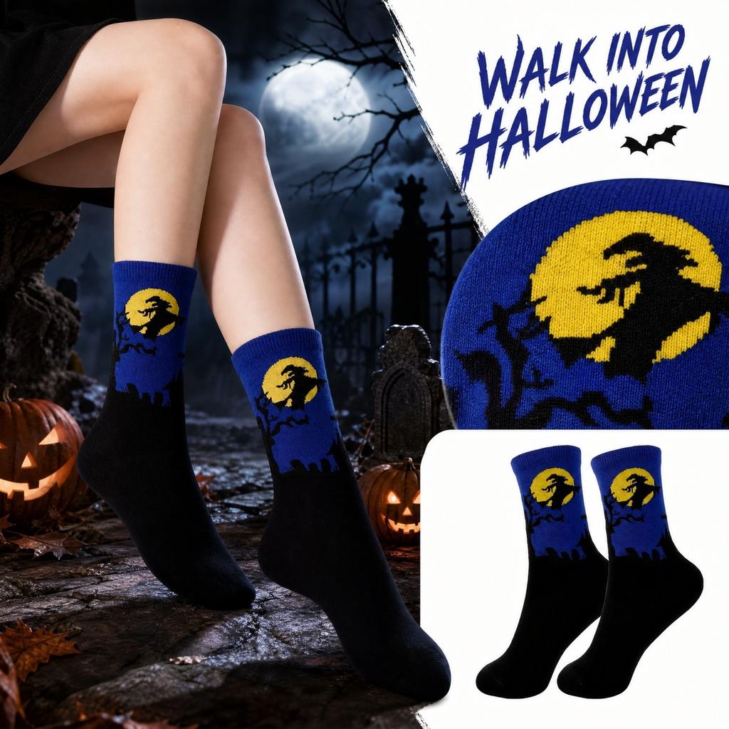 Halloween Printed Mid-Calf Socks Wicking Breathable Socks for Men Women Casual Daily Wear