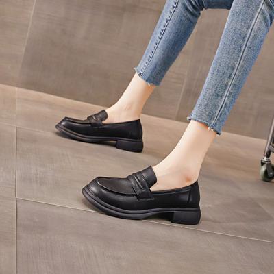 Soft-faced Leather Low-heeled Women's Small Leather Shoes Autumn Soft-soled Season New Flat-heeled Single Shoes