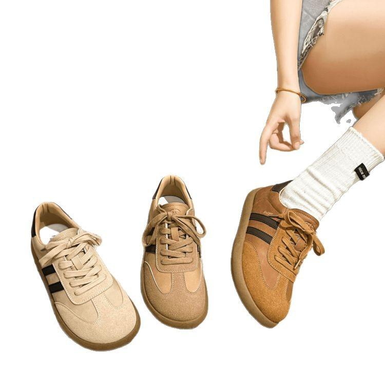 Popular Retro German Training Shoes Women's Breathable Non-slip Flat Bottom 2025 Spring New Sports and Leisure Versatile Leather Board Shoes
