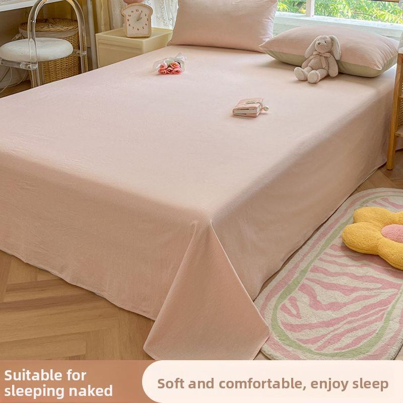 Minimalist Striped Bed Sheet Soft Household & Student Dorm Single Double Bed Bedding