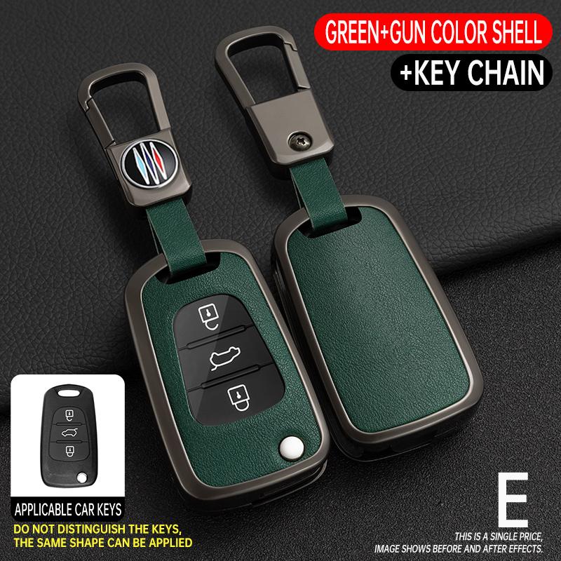 Zinc Alloy +Leather Car Key Case For Hyundai I20 I30 Ix20 Ix25 Ix35 Elantra Accent For KIA Rio 3 Soul Optima Ceed Pro K5 Pride