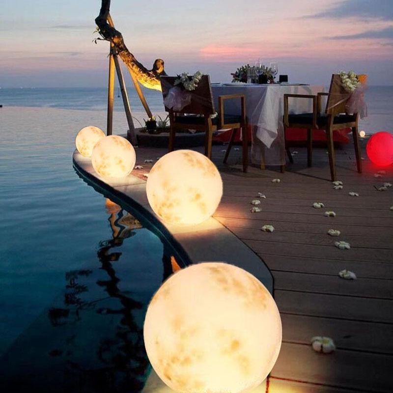 Moon Floor Lamp: Courtyard Landscape Lighting In Various Sizes, Rechargeable & Solar-Powered Options Available