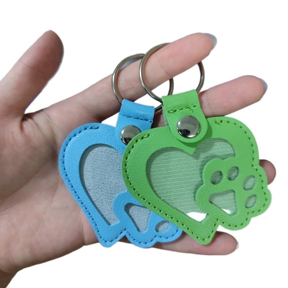 Portable Pet Hair Storage Bag PU Leather Memorial Key Chain Dogs Paw Pendant Funeral Supplies