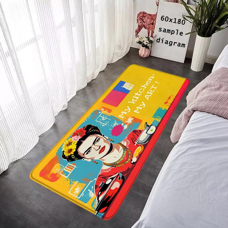 Doormat Flannel Floor Mat Indoor Foot Rug F-Frida K-Kahlo Bedside Mats Kitchen Corridor Absorbent Carpet Ideal for Balcony Decor