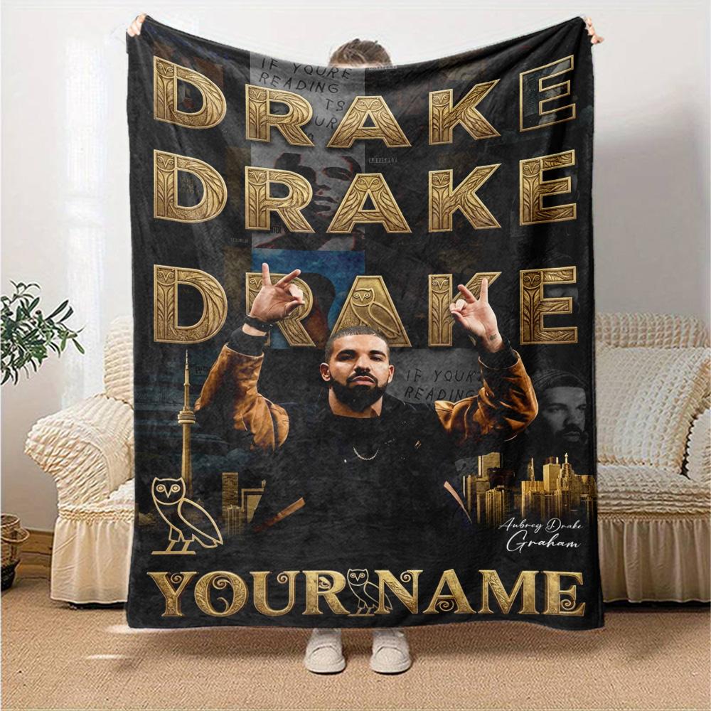 Name Custom Drake Print Flannel Blanket High Quality Warm Comfortable Cover for All Seasons Perfect for Gifts Home Decor