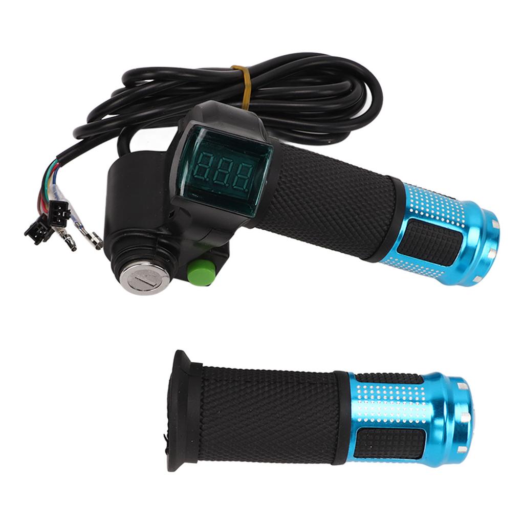 Jeden pár elektrických rukojetí plynu na kolo s červeným zámkem obrazovky 12V až 99V s klíči Plynová rukojeť na kolo