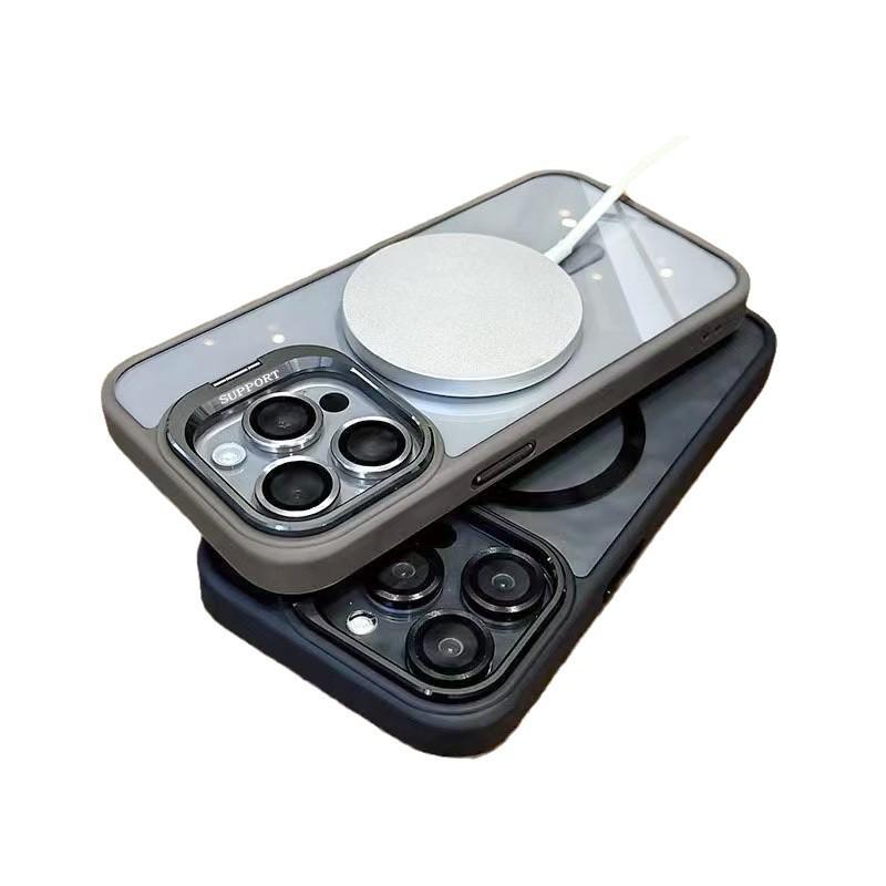 iPhone 16 PRO Magnetic Lens Holder Case, Transparent Acrylic, Anti-Fall, also fits iPhone 15/14.