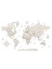 Mapa Mundi de Madeira 2D Branco - Padrão IV Bordas + Nomes de Países, Capitais e Estados 120X75