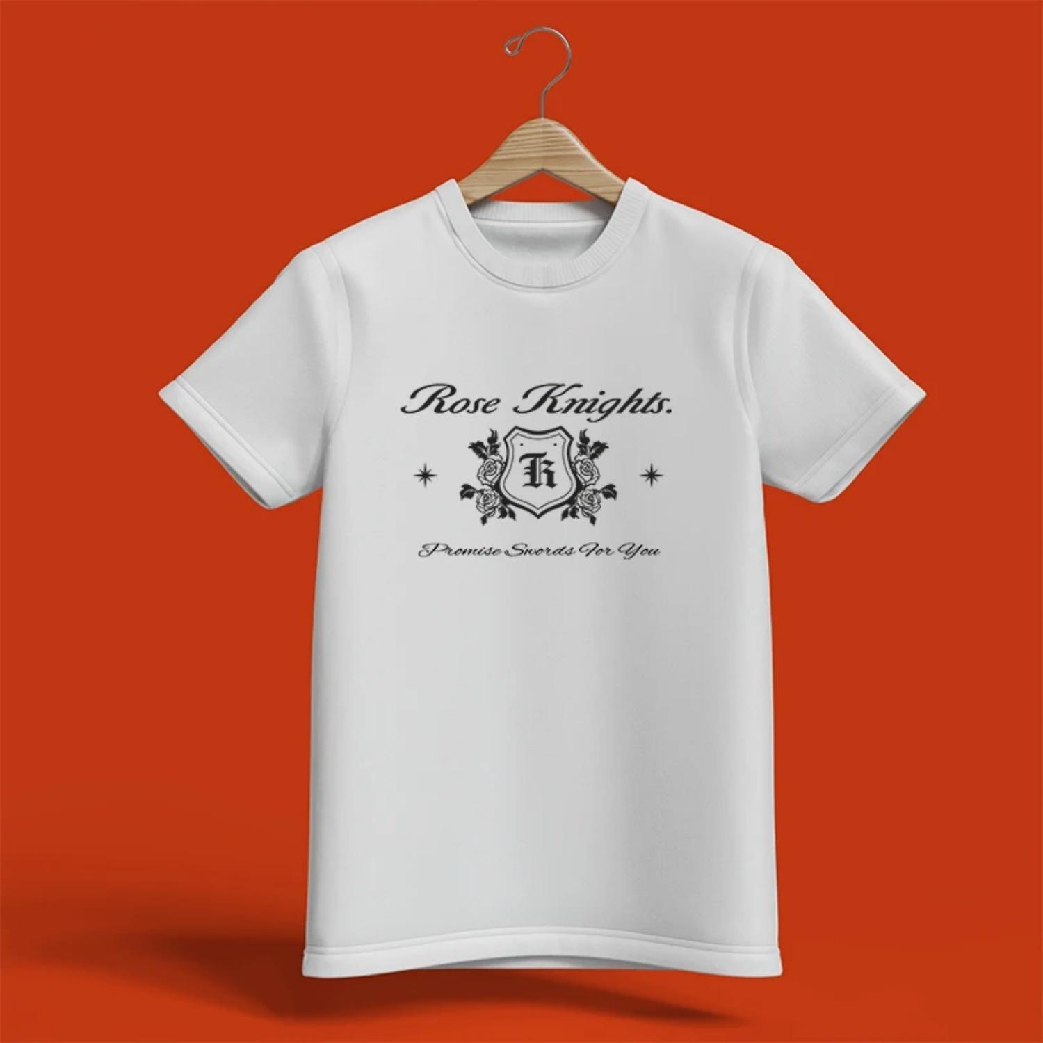 

Casual Rose Knights Print Spring Summer 2025 New Fashion Trend Women T Shirt XXXXXL білий