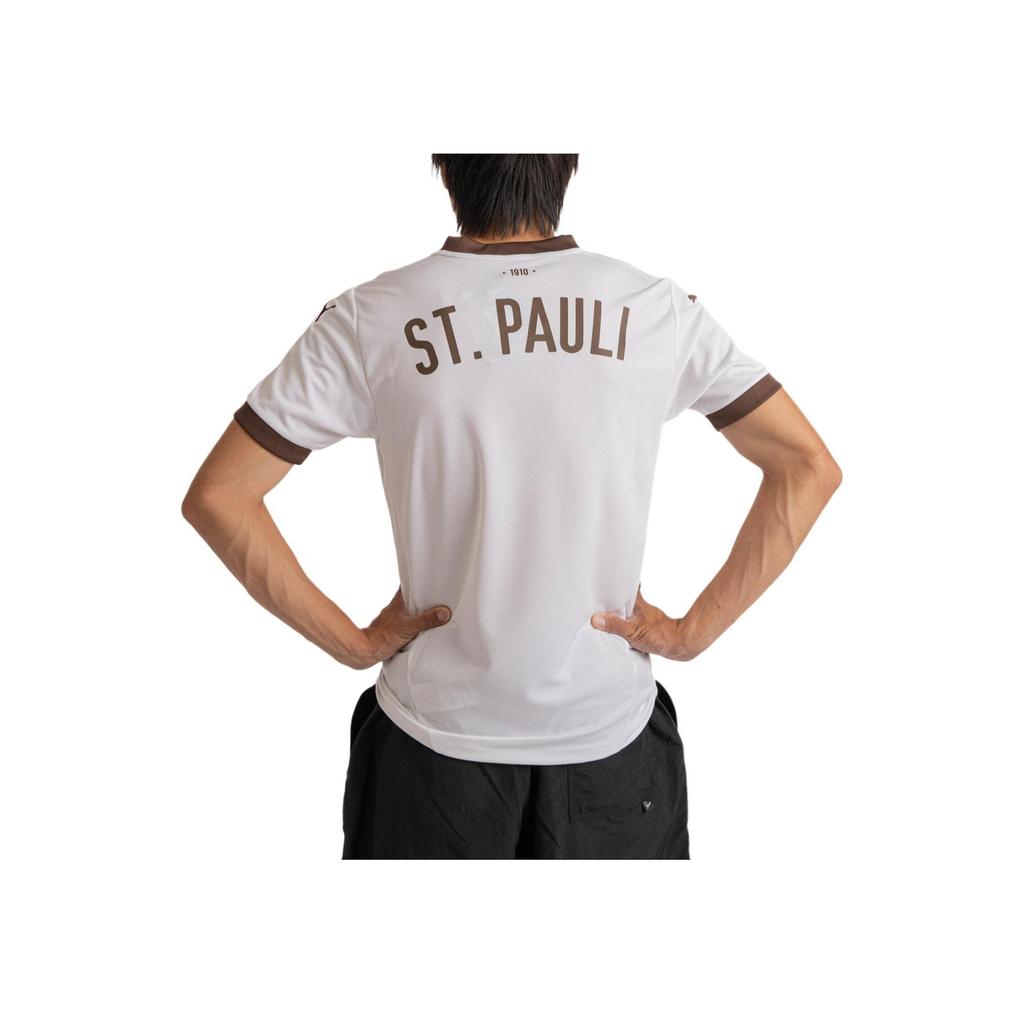 Puma Fc St. Pauli 24/25 Away Moisture-Wicking V-Neck Short Sleeve Football Shirt Men Tops White 778651-02