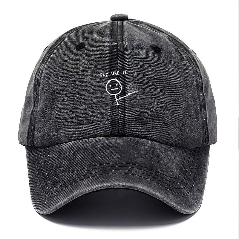Customize Humorous Fun Figure Vintage Washed Cotton Baseball Cap Adjustable Distressed Trucker Hat For Men Women Creative Thinking Cap