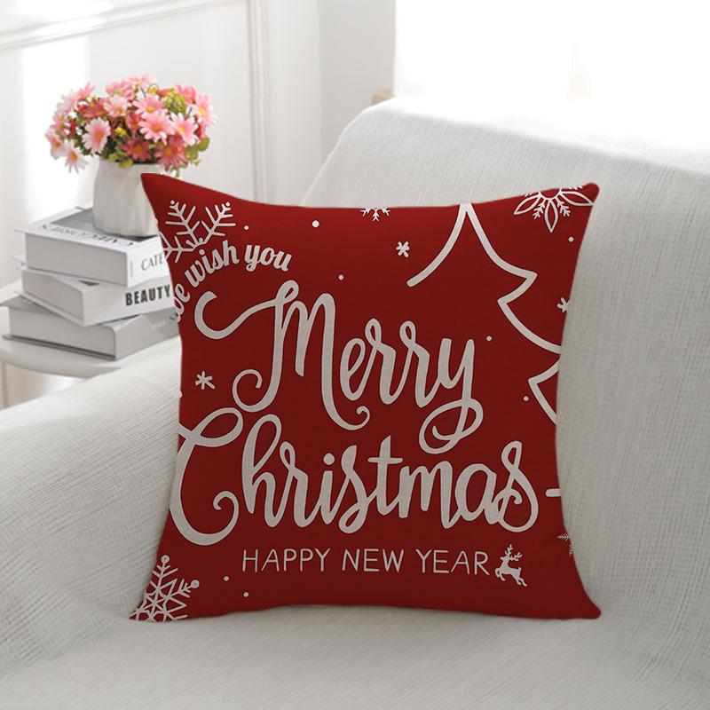 Christmas Pillow Cover Linen Double-sided Printed Snowflake Decoration Sofa Pillow Cover Home Cushion Cover