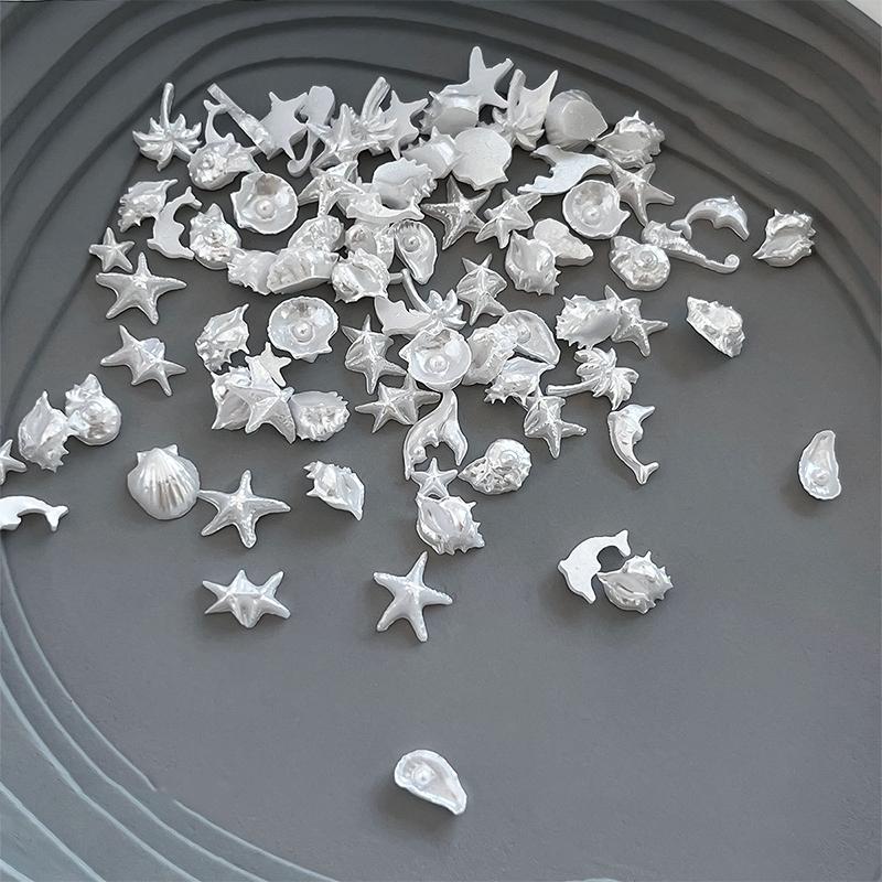 50Pcs Mix Ocean Series Pearl Shell  Starfish Jewelry Flash Nail Art Decorations Nails Accessories Charms Supplies