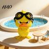 Detachable Goggle Duck Figurine Funny Angry Figurine, Cute Yellow Desk Decoration, Little Standing Decorative Ornament for Shelf with Goggles