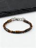 Bohemian Tiger Eye Beaded Bracelets for Men,Stainless steel Chain Natural Stone Wristband,Male Jewelry Gift New