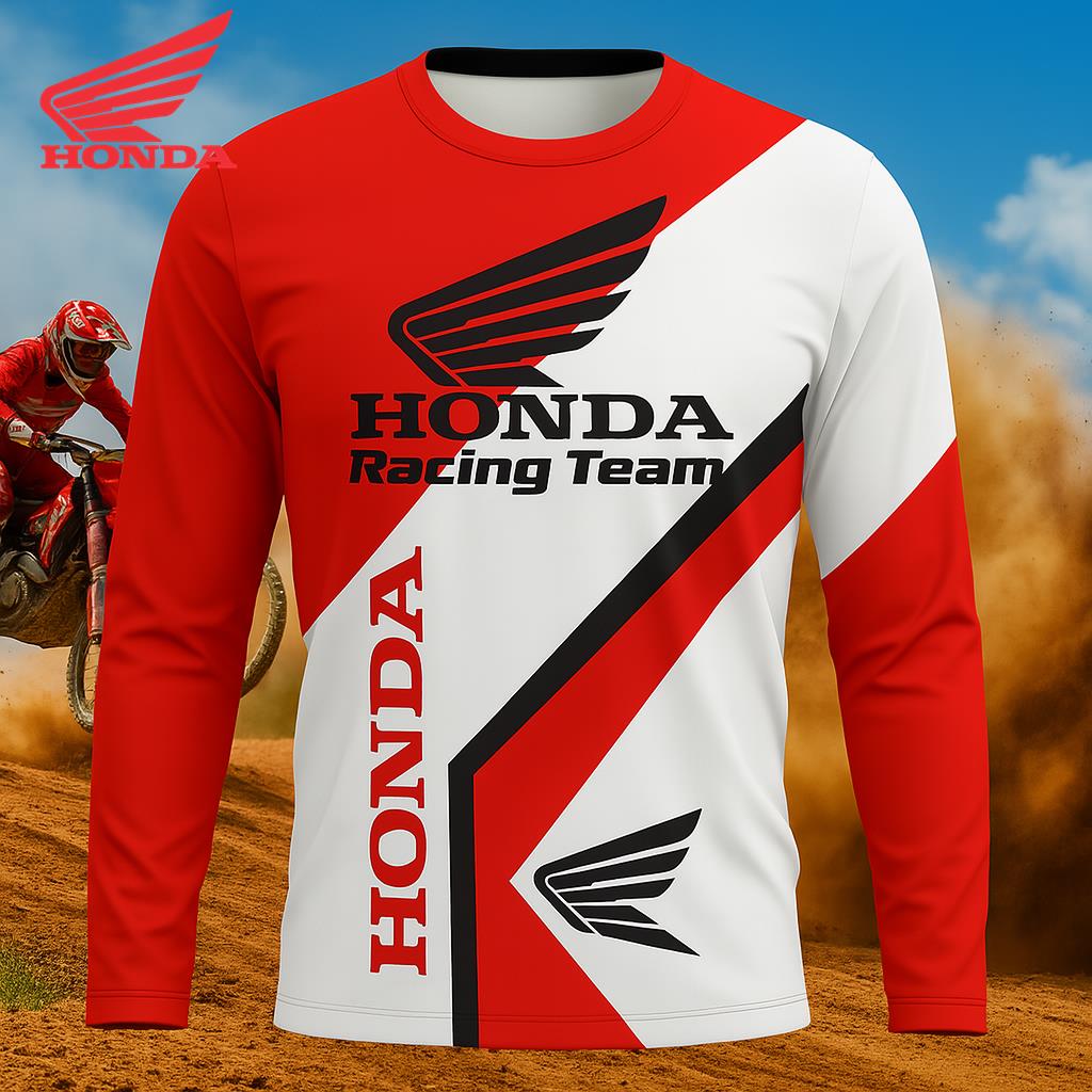 Honda 26 New Quick-Dry Men's Motorcycle Long Sleeve Breathable Riding T-Shirt Suitable for Off-Road Outdoor Riding