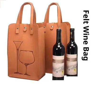 Felt Wine Bottle Bag Hand Carry Gift Bag for Single Double Bottle Elegant Wine Presentation Sleeve