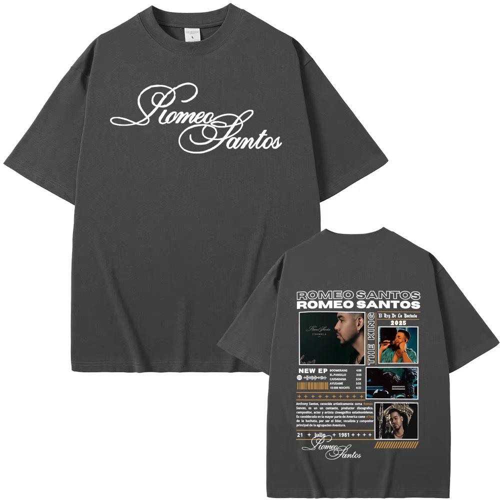 Rapper Romeo Santos The King Tormula Tour 2025 Graphic T Shirts Unisexs Women Gothic Fashion Hip Hop T Shirt Tshirts