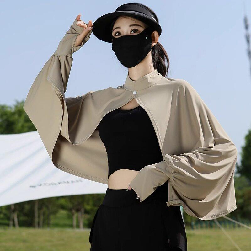 Sunscreen Shawl Women's Summer Shade Driving Cycling Air Conditioning Shirt Blouse Cloak Breathable Loose Long Sleeve Ice Silk Jacket