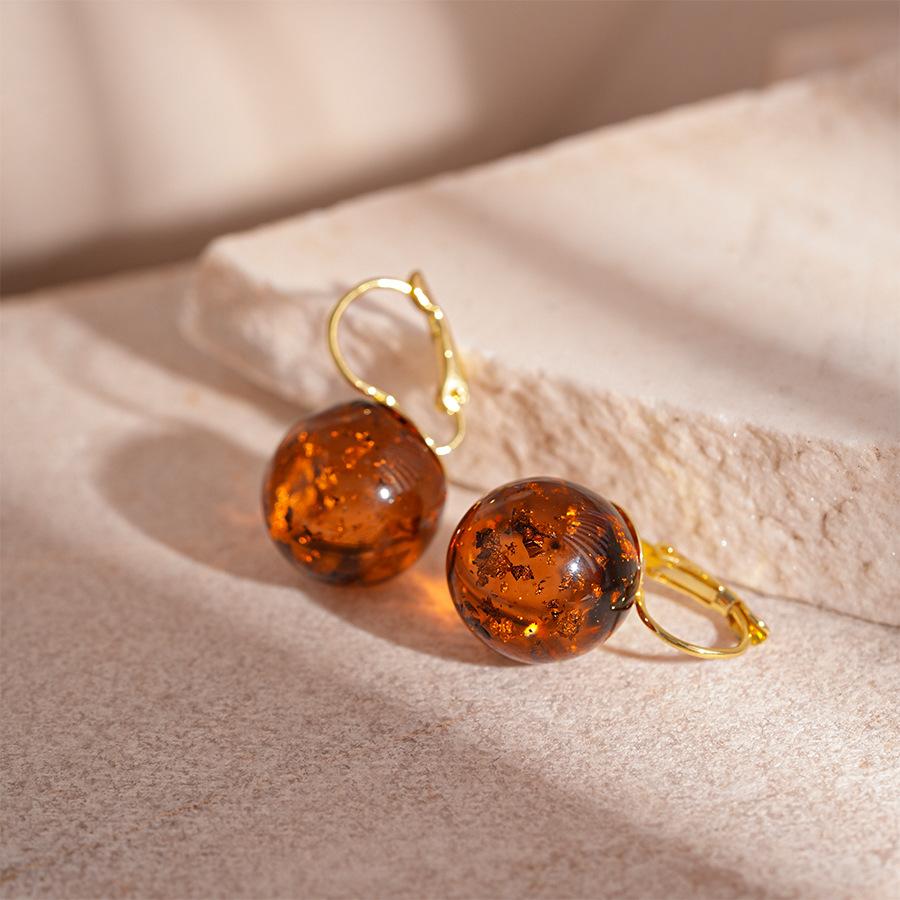 Smudge resin geometric ball earrings fashion temperament earrings