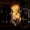 Heart Shaped LED Dream Catcher with Feathers Car Hanging Ornaments Home Wall Decor Fairy Lights for Bedroom Gift