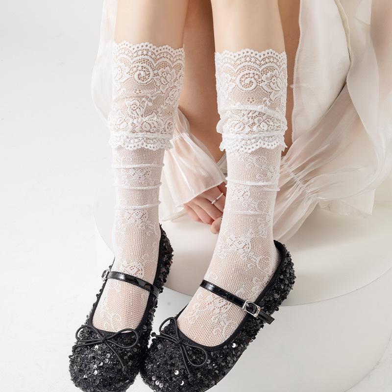 

Женские белые носки-сетка для балета Miu Style до середины икры - Летние JK Тонкие с ворсом One Size