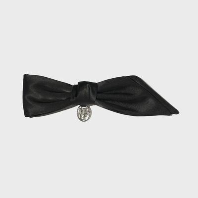 CIRCLE LOGO BIG RIBBON HAIR PIN Black