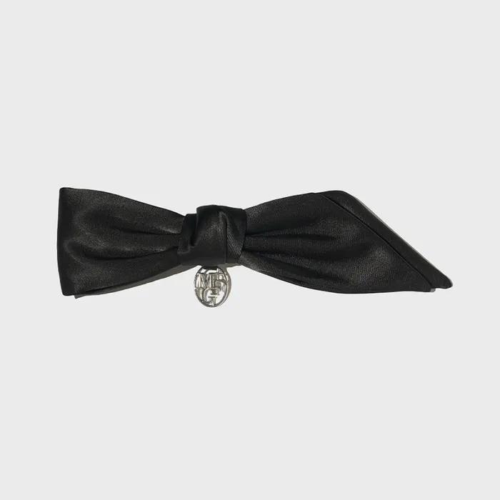 CIRCLE LOGO BIG RIBBON HAIR PIN black