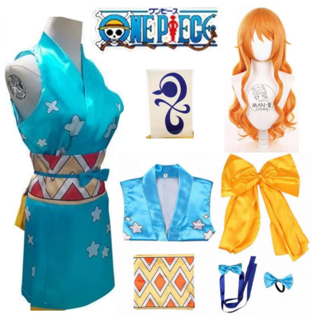 

Ensemble complet de olympiques de cosplay Nami pour femmes et filles, haut et jupe, tenues de ceinture, fête d Halloween et de c XL синій