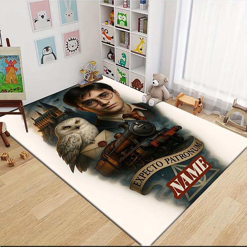 Custom Name Harry Potter Magic Train Carpet Rug Customizable Soft Washable Anti-Slip Home Living Room Sofa Mats Personalized Rug. 090974