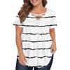 Women's Fashion Casual Printed V-Neck Short Sleeve Large Size T-Shirt Top