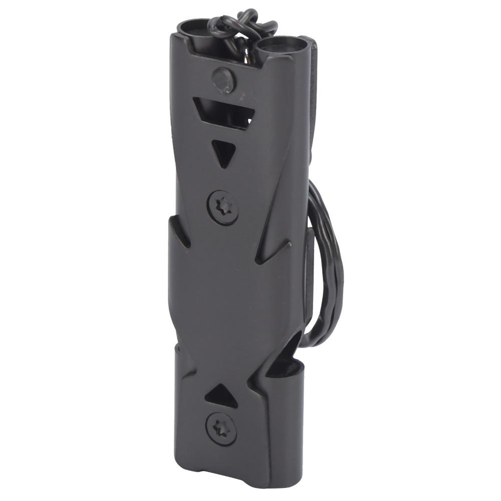 Stainless Steel Survival Whistle Lightweight Portable Safety Whistle Double Tubes High Decibel Emergency Whistle чёрный