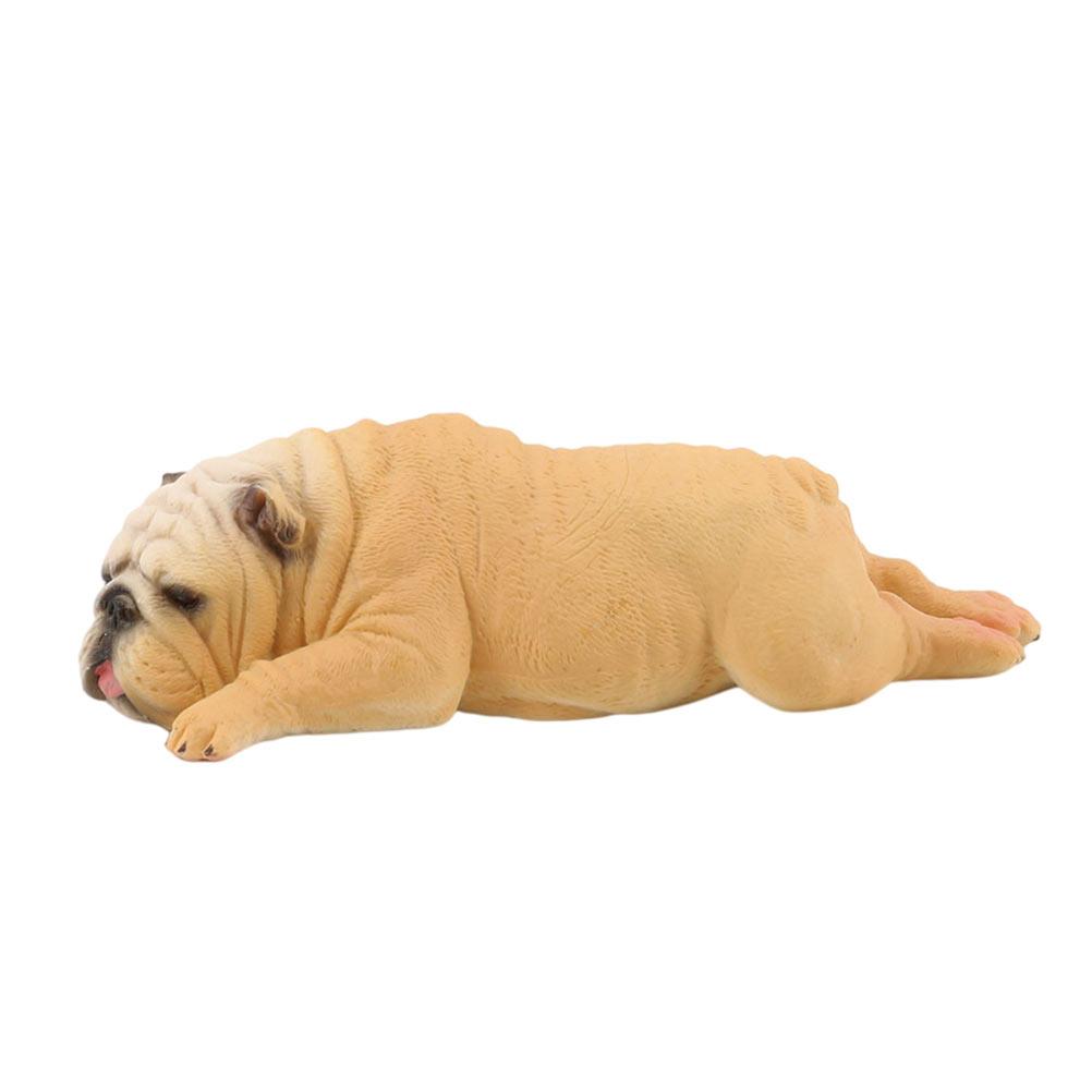 Plastic Bulldog Model Figurines Puppy Statue Dog Craft Nament Home Decor Miniatures Sleeping Bulldog Statue Dog Figurine