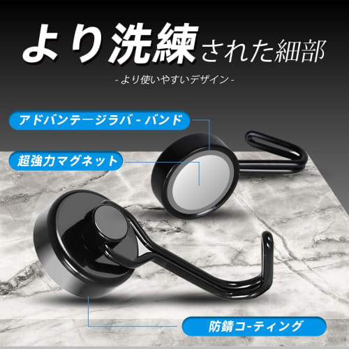 Set of 10 Stainless Steel Magnetic Hooks, Waterproof and Rustproof, 15kg Vertical Load Capacity, 20mm Diameter, Black, for Storage, Bathroom, Kitchen,